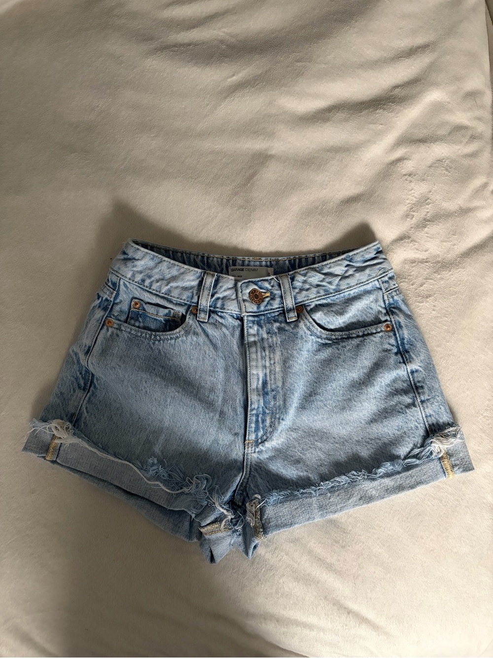 Garage Light Blue Denim Mom Jean Shorts